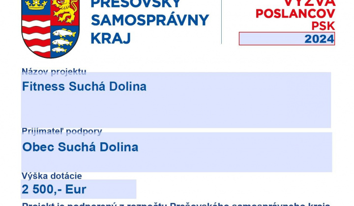 1. fotografia fotogalérie Aktuality / Fitness v Suchej Doline z dotácie Poslancov PSK - foto