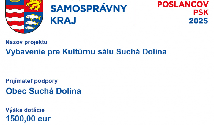 1. fotografia fotogalérie Aktuality / Vybavenie pre Kultúrnu sálu Suchá Dolina - foto