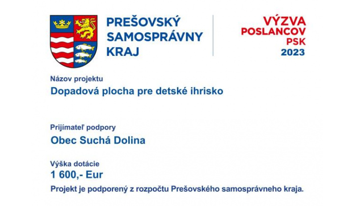 Fotka - Dopadová plocha k detskému ihrisko v Suchej Doline z dotácie Poslancov PSK