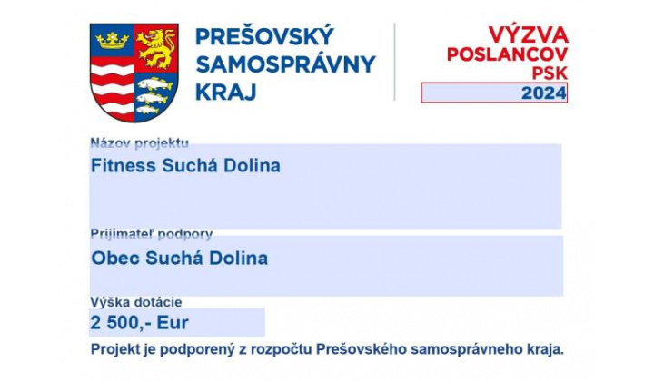 Fotka - Fitness v Suchej Doline z dotácie Poslancov PSK